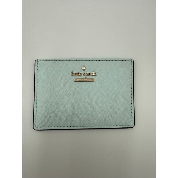 Kate Spade Mint Green Slim Flat Small Credit Card Wallet minimalist holder 4" - Picture 1 of 6